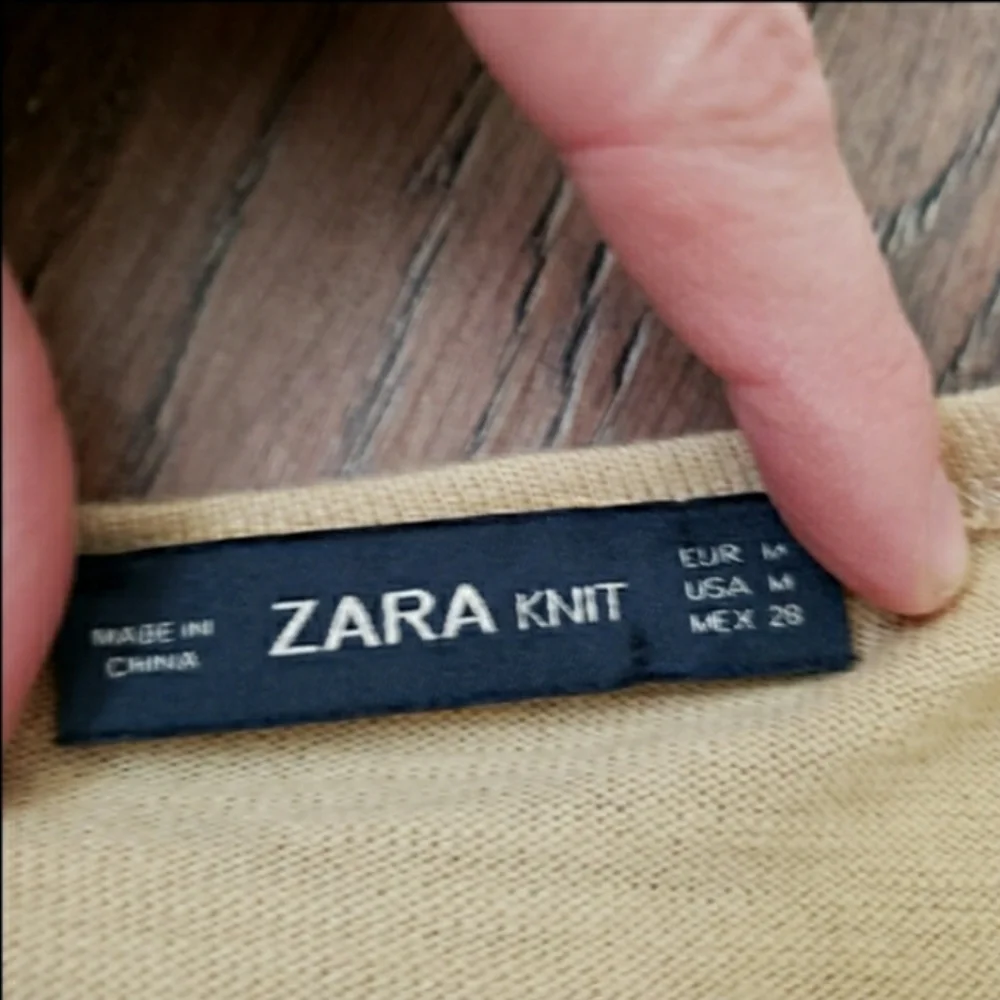 Zara Knit medium tan embroidered floral cotton faux wrap mini dress - Picture 6 of 12